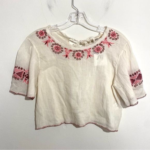 NWT LoveShackFancy Joni Top Dahlia Floral Embroidery Cream Cotton 2 - Picture 1 of 6